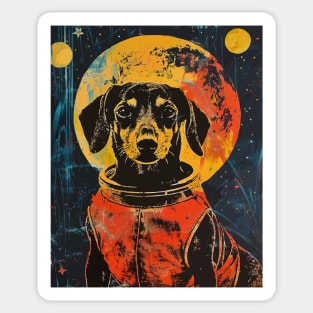 Vintage daschund astronaut portrait Sticker